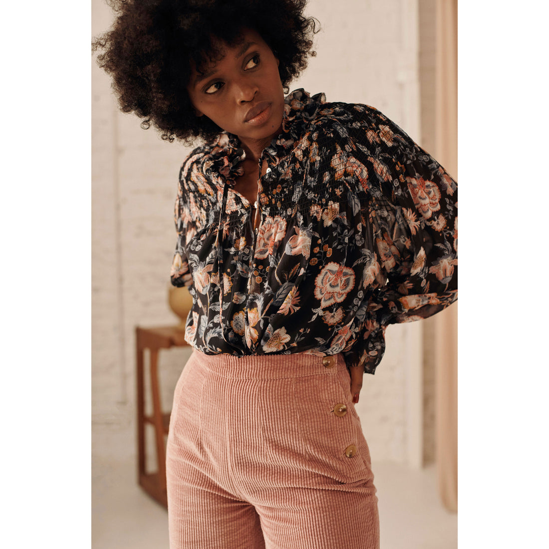 Louise Misha Charcoal Tpical Loon Naomie Blouse