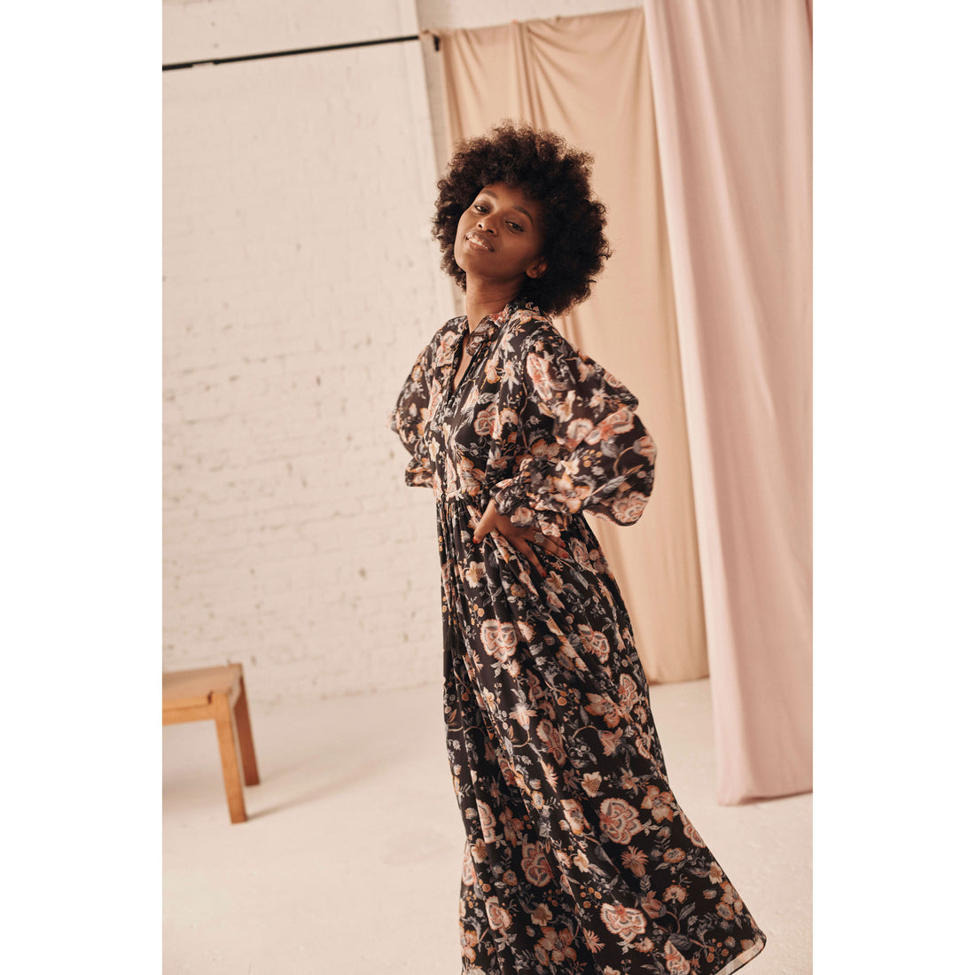 Louise Misha Charcoal Tpical Loon Chella Dress