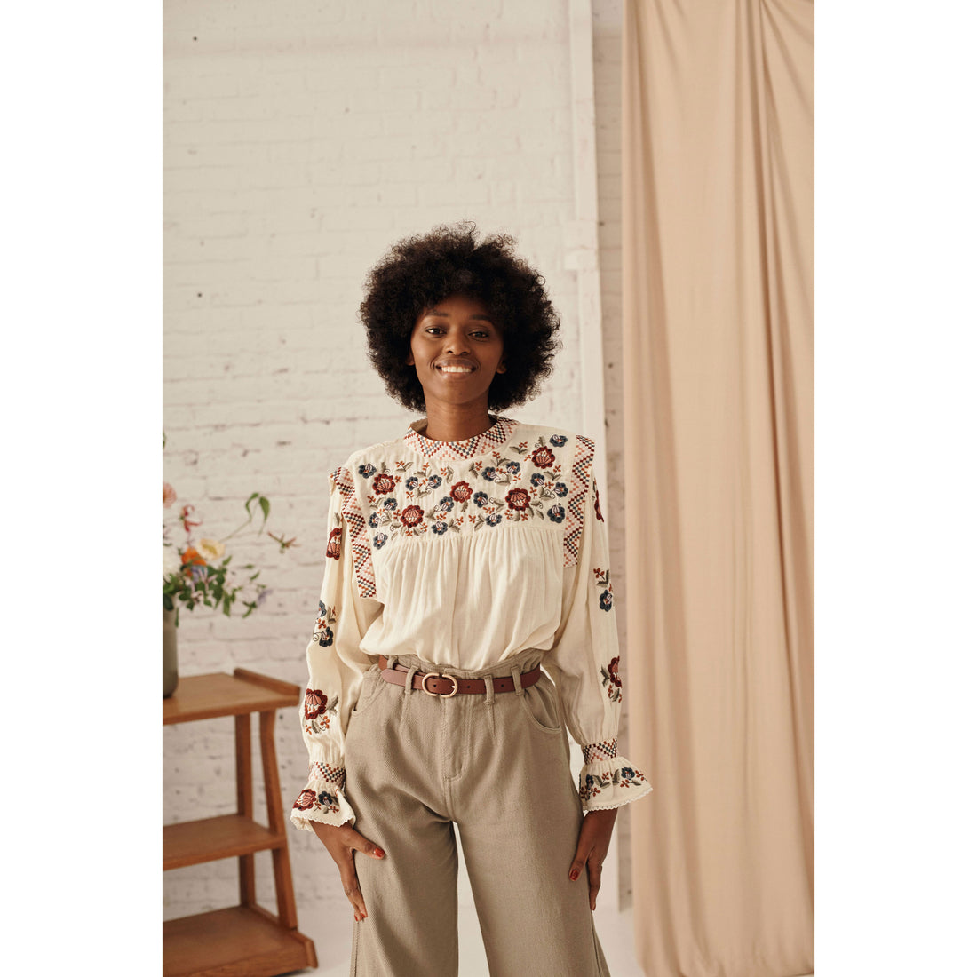 Louise Misha Cream Izza Blouse