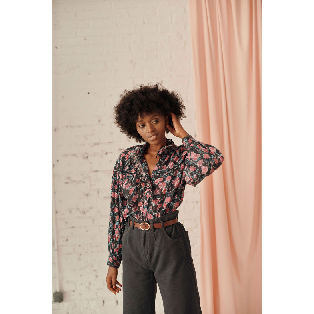 Louise Misha Charcoal Wildflowers Lisoo Blouse