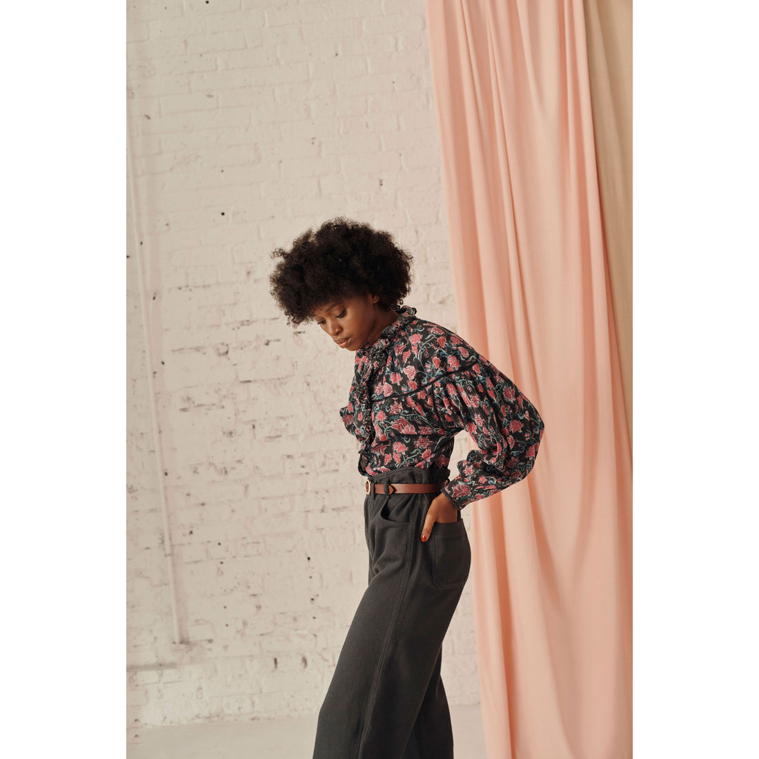 Louise Misha Charcoal Wildflowers Lisoo Blouse