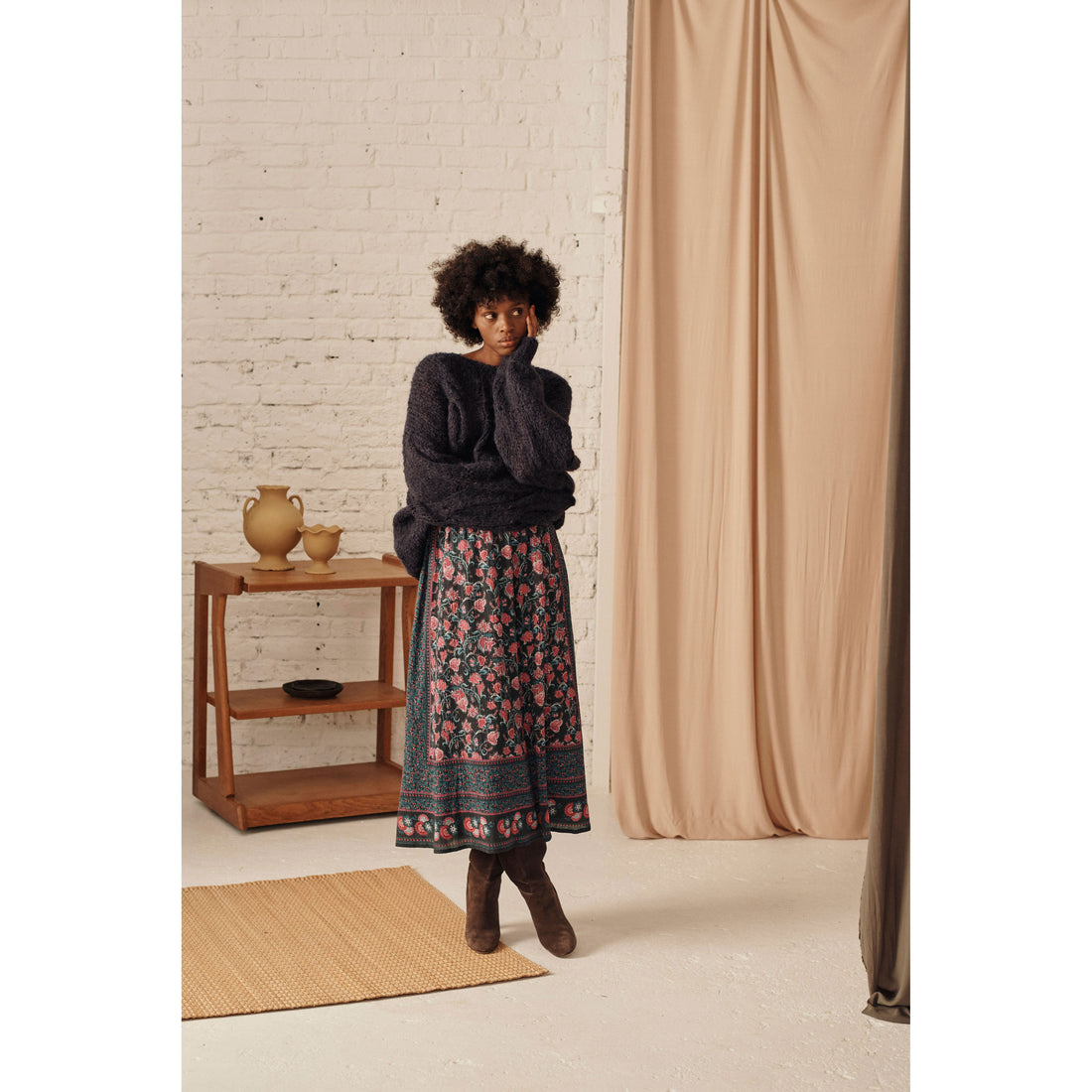 Louise Misha Charcoal Wildflowers Laure Skirt