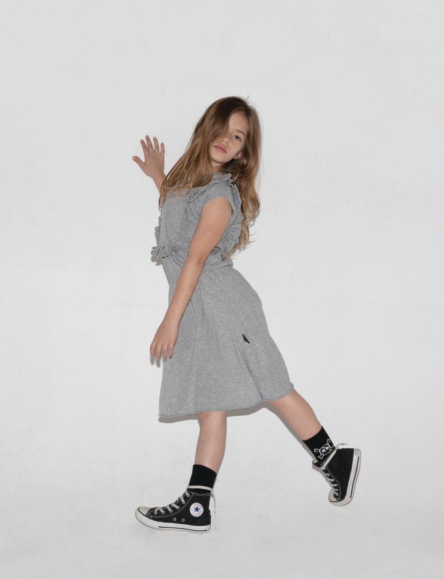 NUNUNU Heather Grey Apron Dress