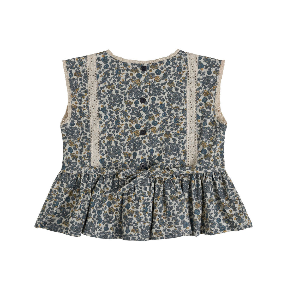 Little Cotton Clothes Blue Midsummer Floral Willow Blouse