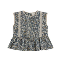 Little Cotton Clothes Blue Midsummer Floral Willow Blouse
