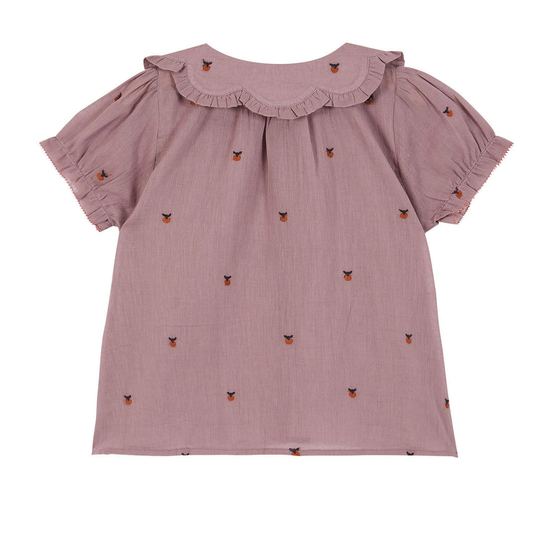 Emile et Ida Violet Embroidered Apple Collar Blouse
