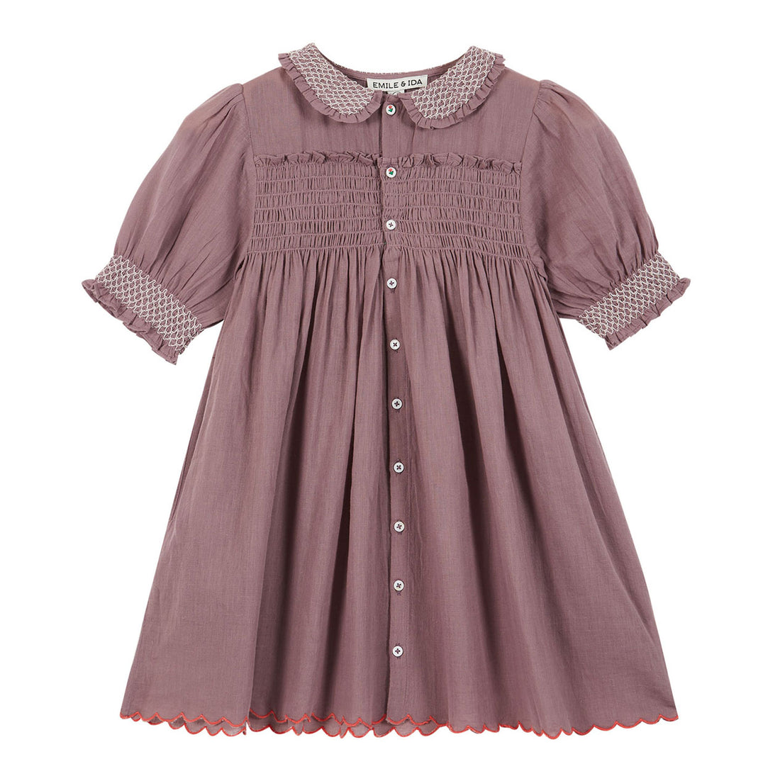 Emile et Ida Violet Smocked Collar Dress