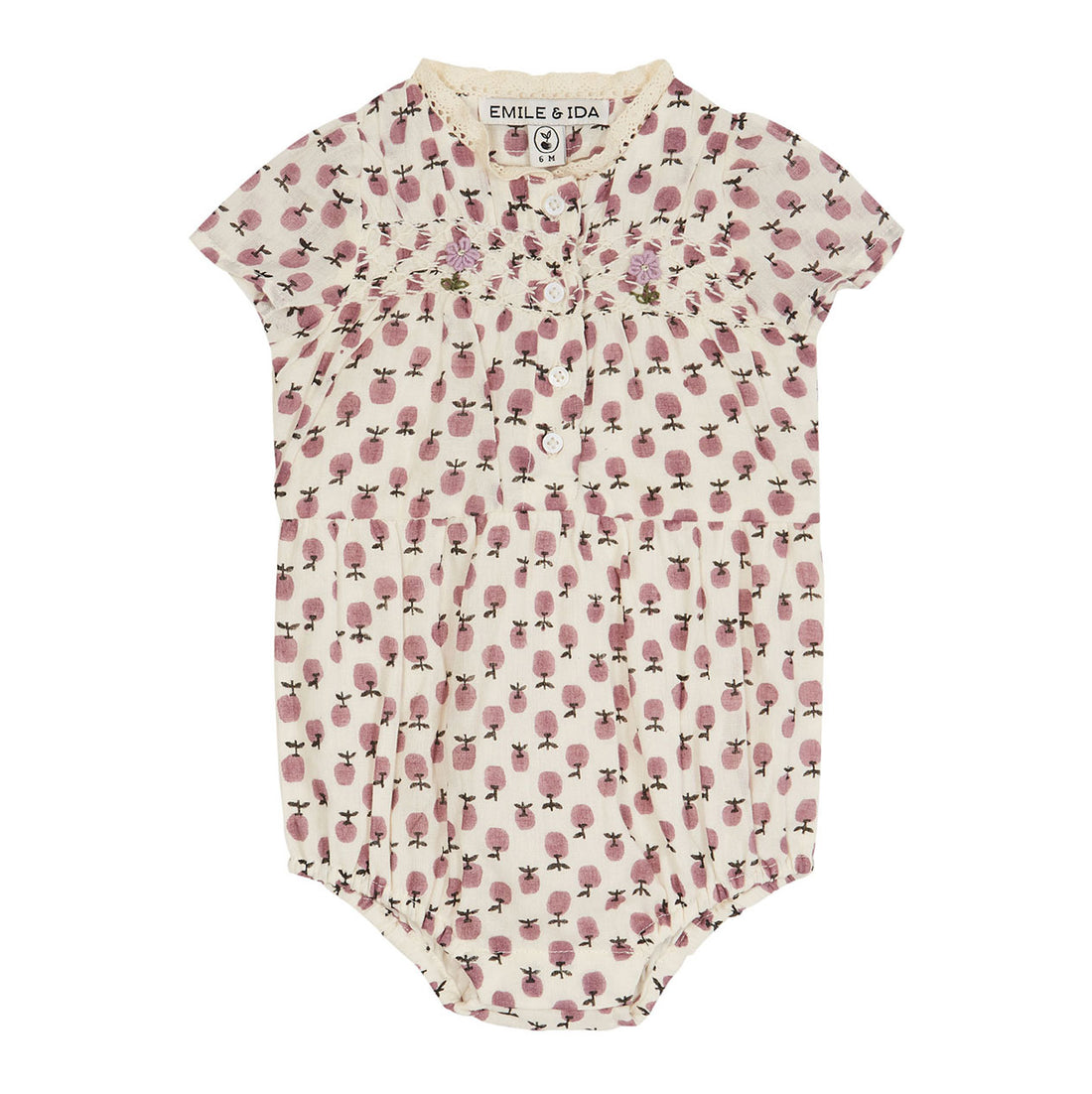 Emile et Ida Apples Embroidered Romper