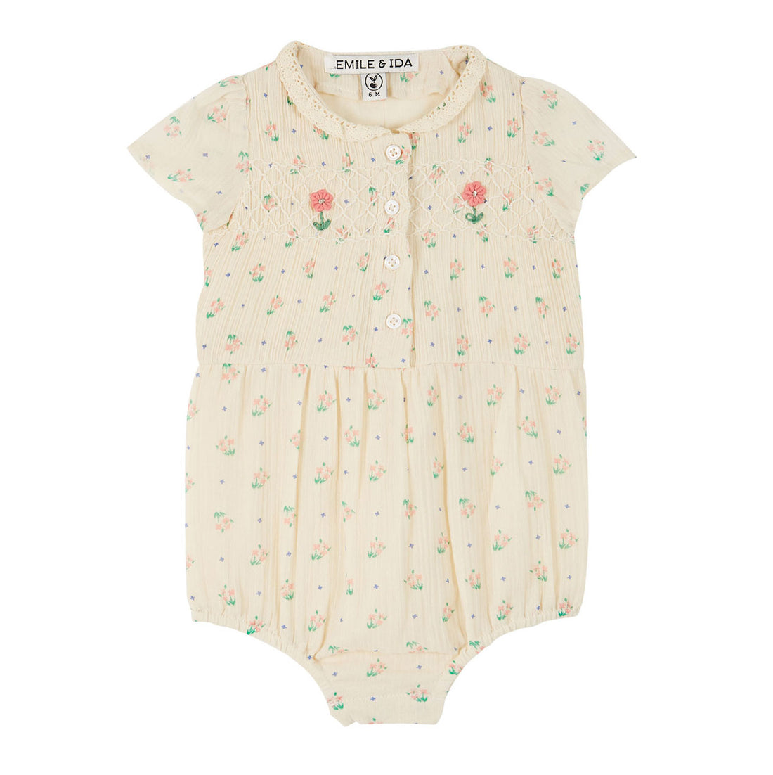 Emile et Ida Bouquet Embroidered Romper