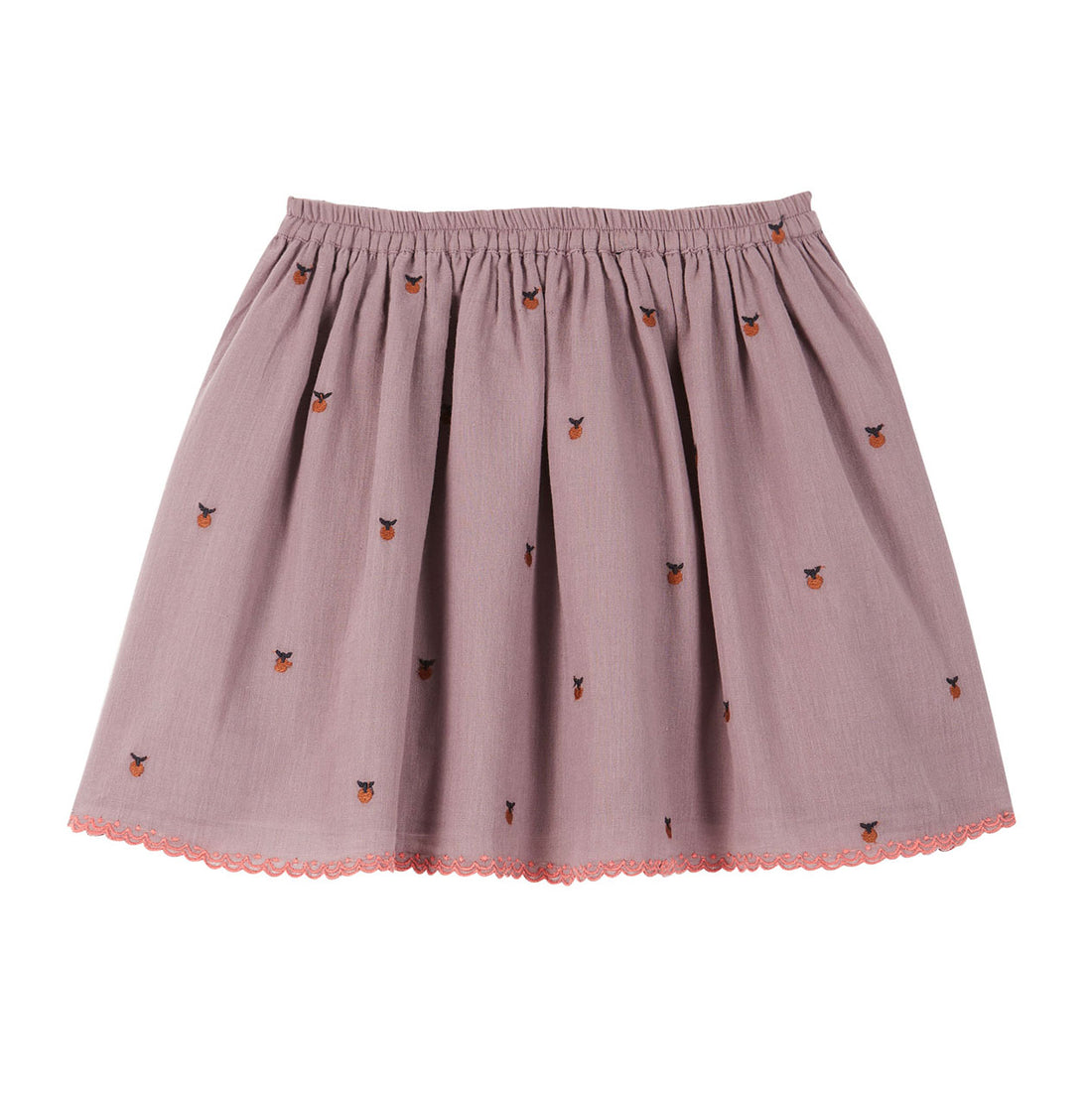 Emile et Ida Violet Apple Embroidered Skirt