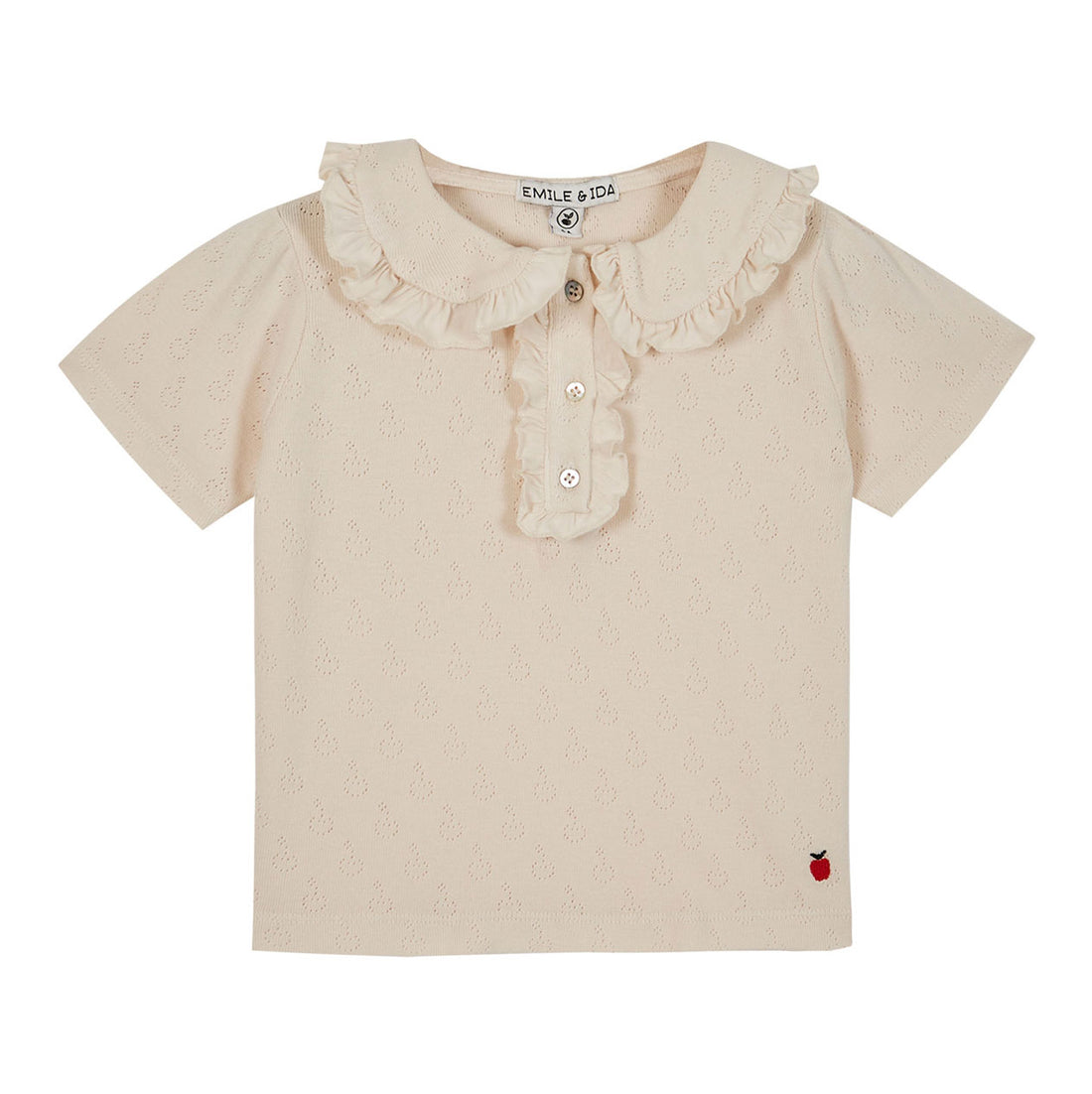 Emile et Ida Ecru Apple Openwork Ruffle Tee