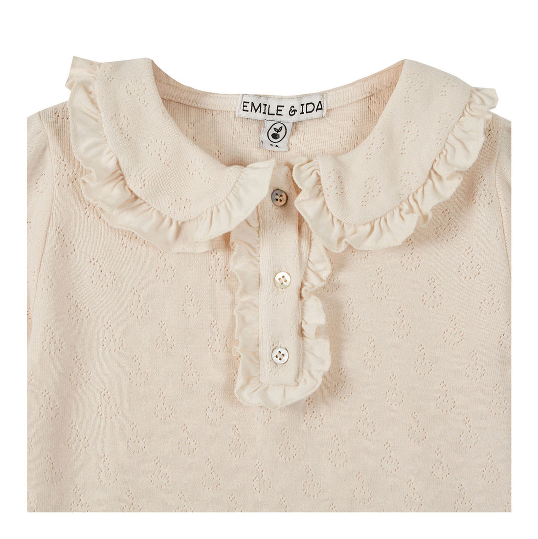 Emile et Ida Ecru Apple Openwork Ruffle Tee