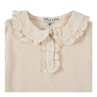Emile et Ida Ecru Apple Openwork Ruffle Tee