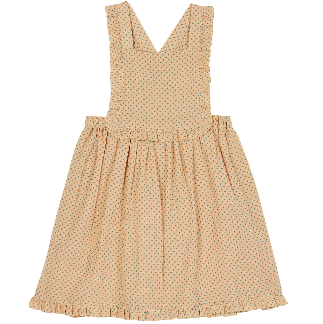 Emile et Ida Green Dot Apron Dress