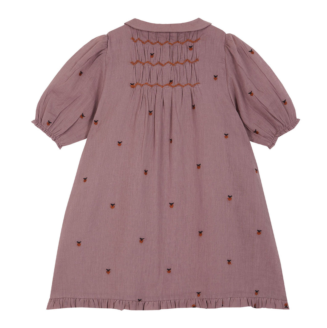 Emile et Ida Violet Apple Embroidered Smocked Dress
