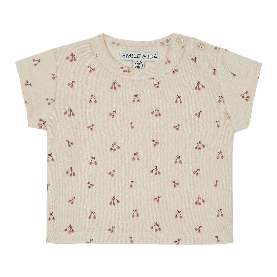 Emile et Ida Ecru Cherries Terry Baby Tee