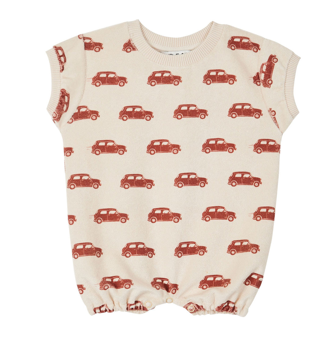 Emile et Ida Ecru Mini Cars Terry Romper
