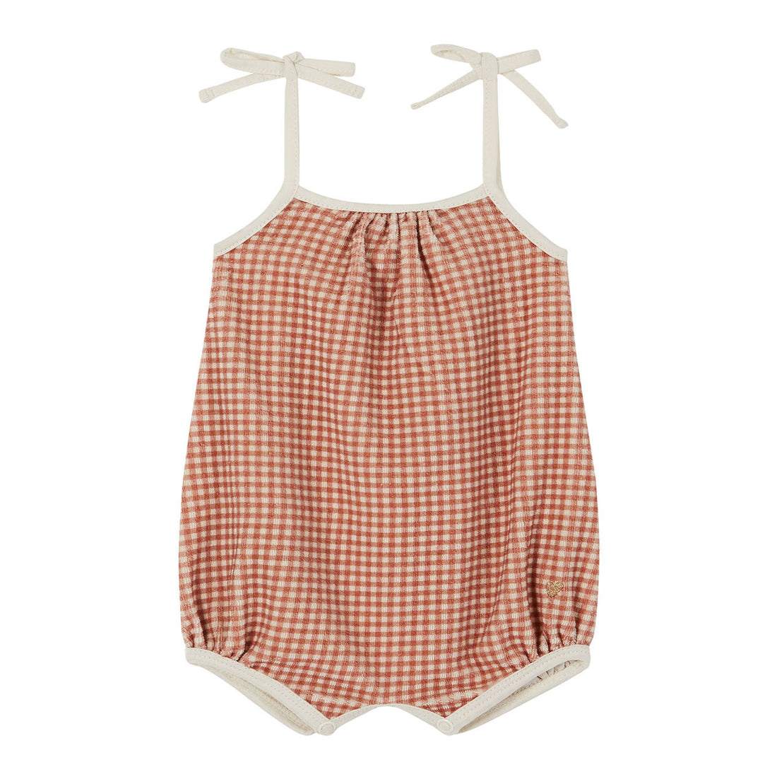 Emile et Ida Cayenne Gingham Tie Romper