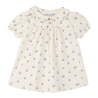 Emile et Ida Ecru Blue Cherries Baby Dress