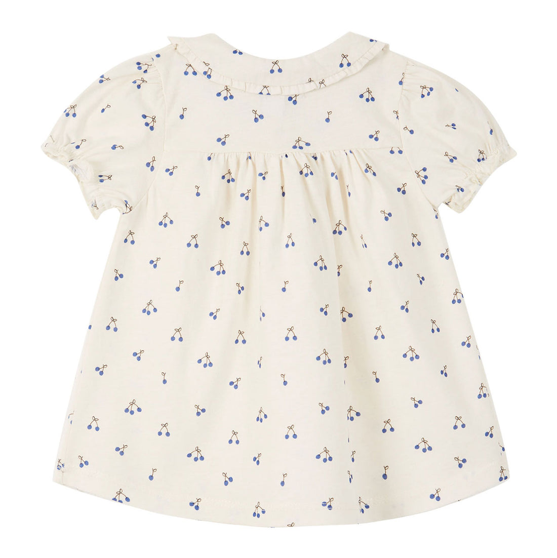 Emile et Ida Ecru Blue Cherries Baby Dress