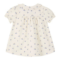 Emile et Ida Ecru Blue Cherries Baby Dress