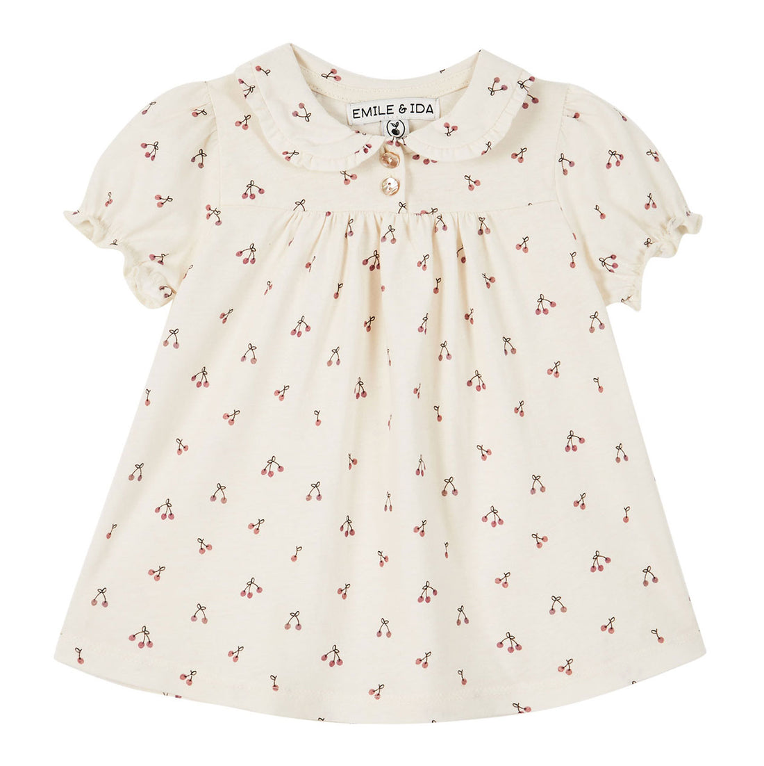 Emile et Ida Ecru Violet Cherries Baby Dress