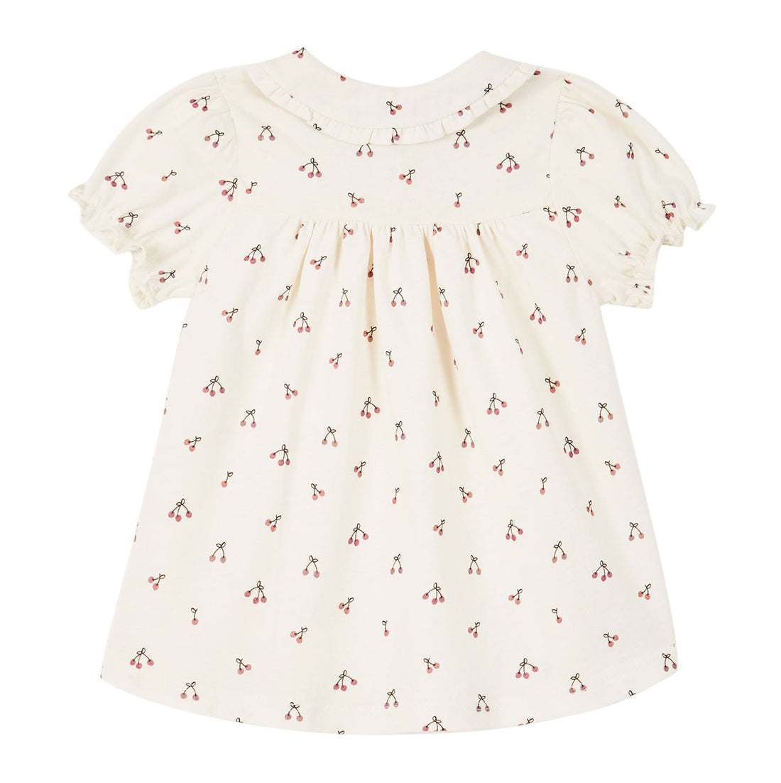 Emile et Ida Ecru Violet Cherries Baby Dress