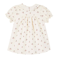 Emile et Ida Ecru Violet Cherries Baby Dress