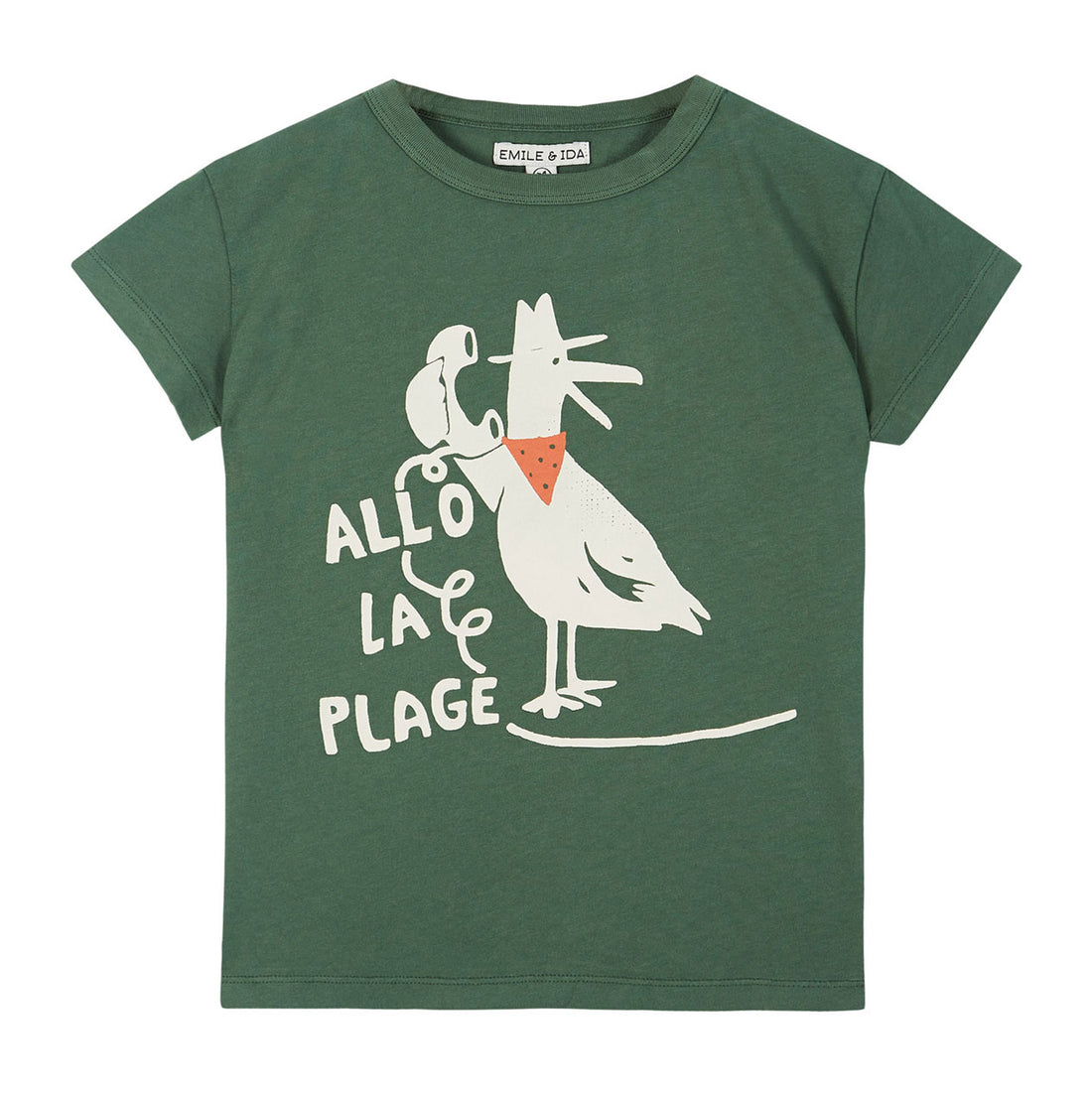 Emile et Ida Bottle Green Chicken Tee