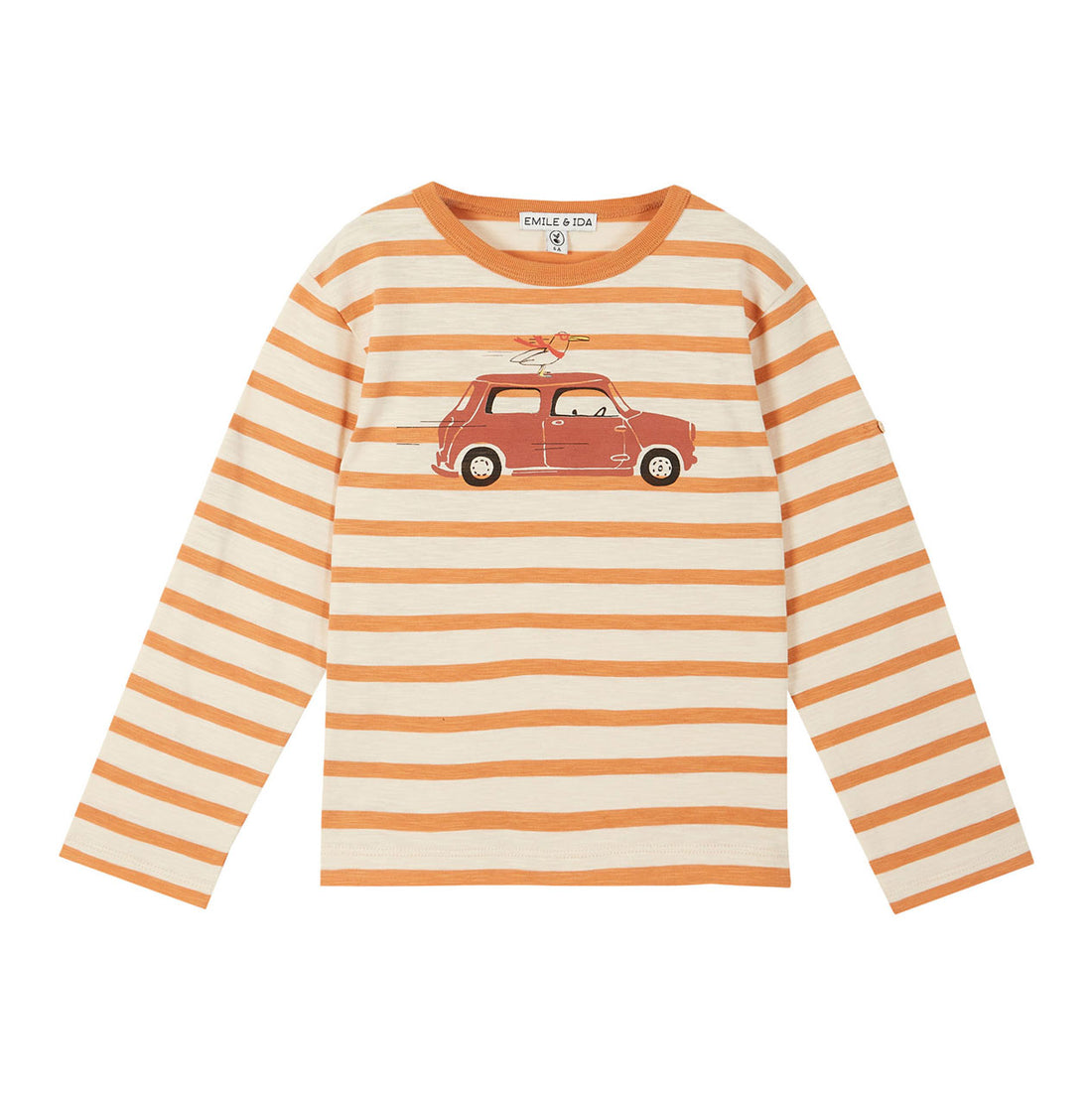 Emile et Ida Orange Stripe Cars Tee