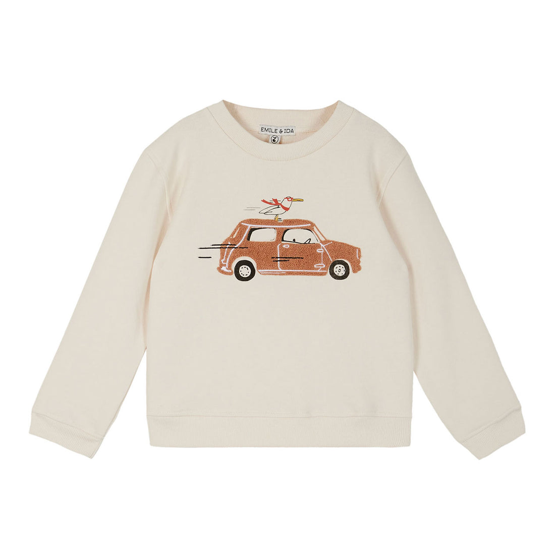 Emile et Ida Ecru Car Baby Sweatshirt