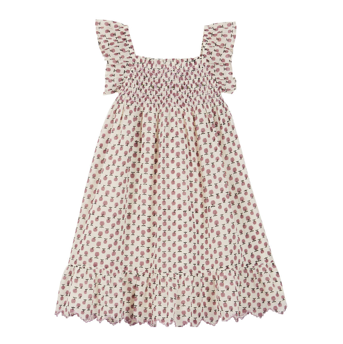 Emile et Ida Violet Apples Smocked Maxi Dress
