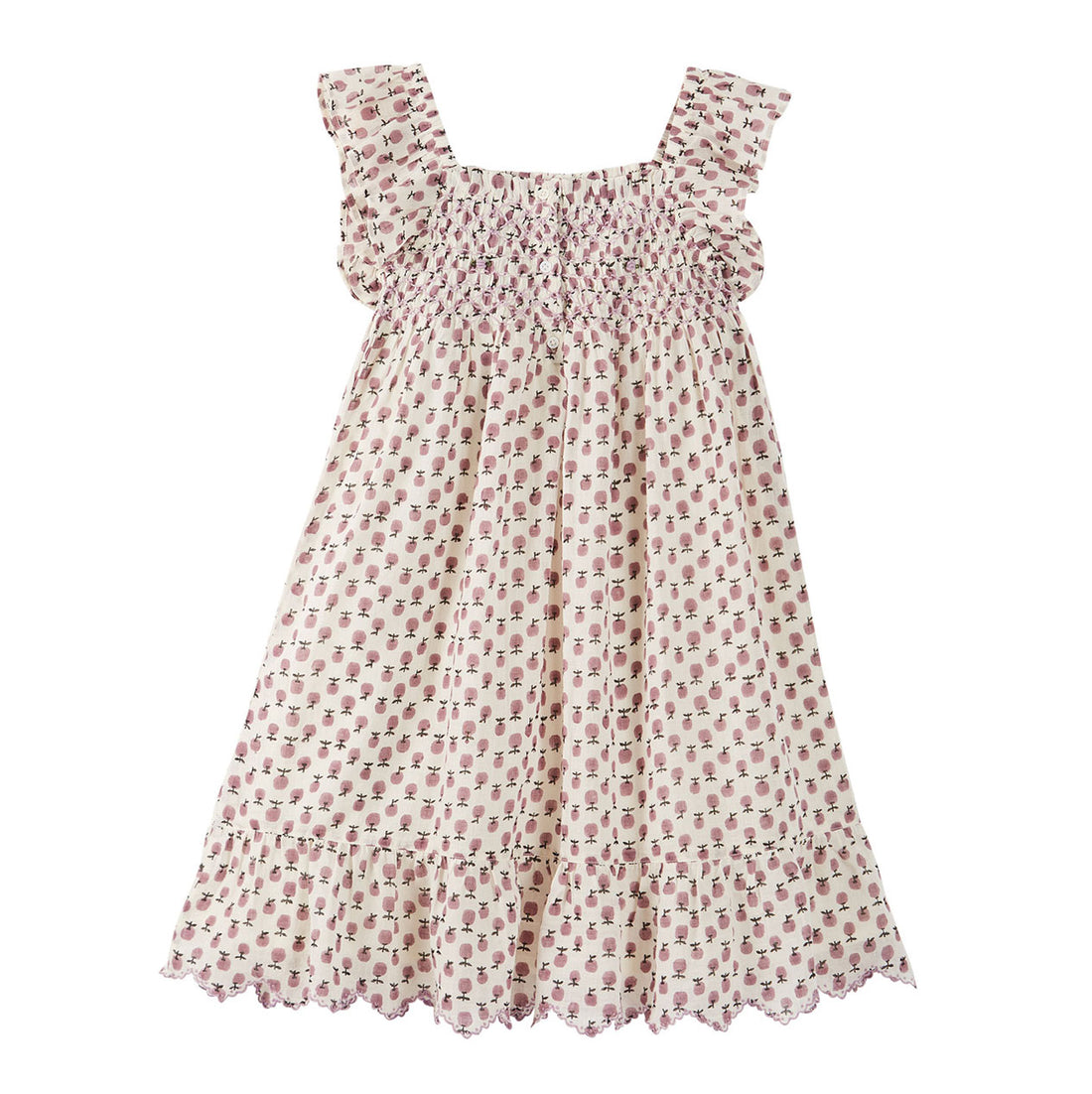 Emile et Ida Violet Apples Smocked Maxi Dress