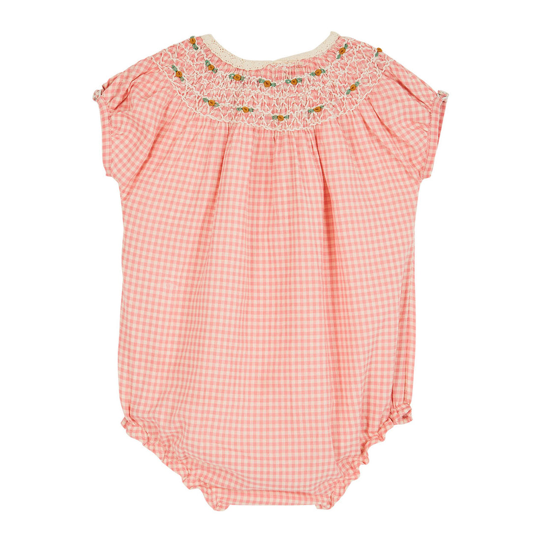 Emile et Ida Rose Gingham Smocked Romper