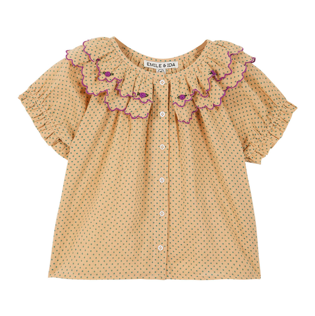 Emile et Ida Green Dot Collar Blouse