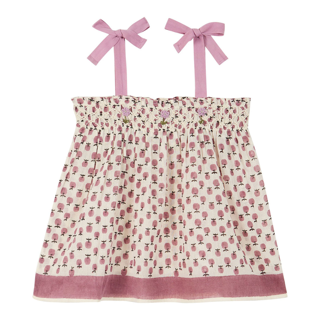 Emile et Ida Violet Apples Smocked Baby Blouse
