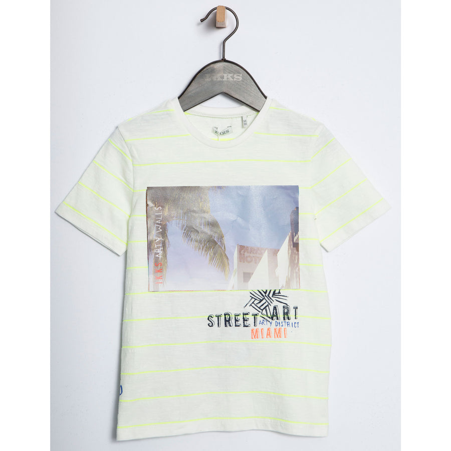 IKKS White Striped Art Graphic Tee