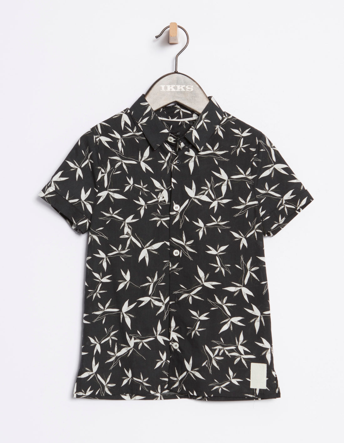 IKKS Black Print Short Sleeve Button Down