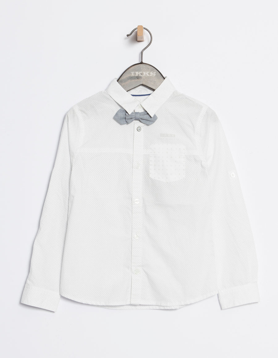 IKKS White Button Down With Bowtie