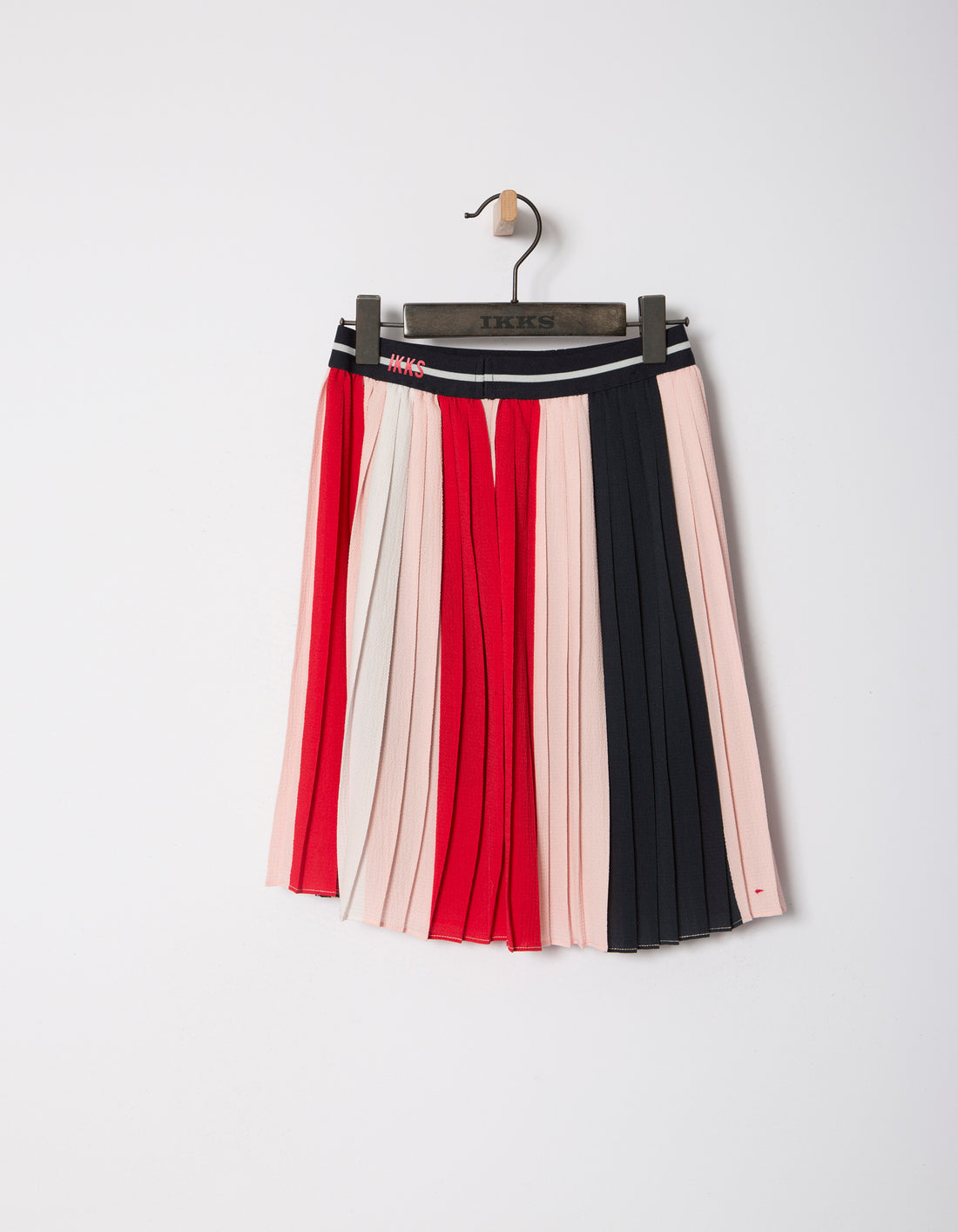 IKKS Red Colorblock Pleated Skirt