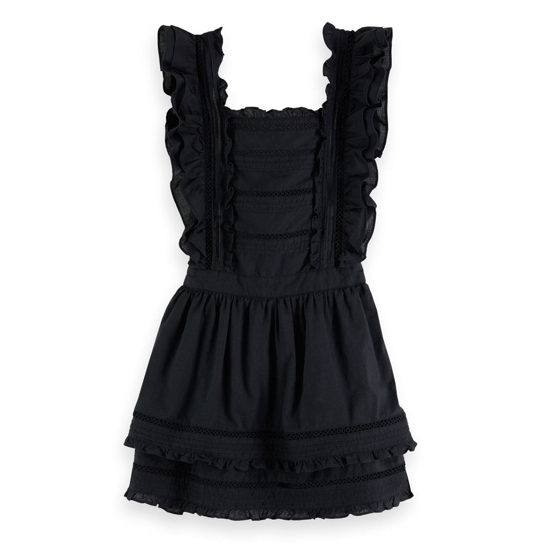 Scotch Shrunk Black Pin-Tucks Ruffle Dress
