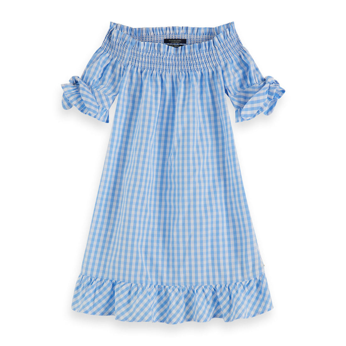 Scotch Shrunk Blue Off Shoulder Crispy Cotton Dress