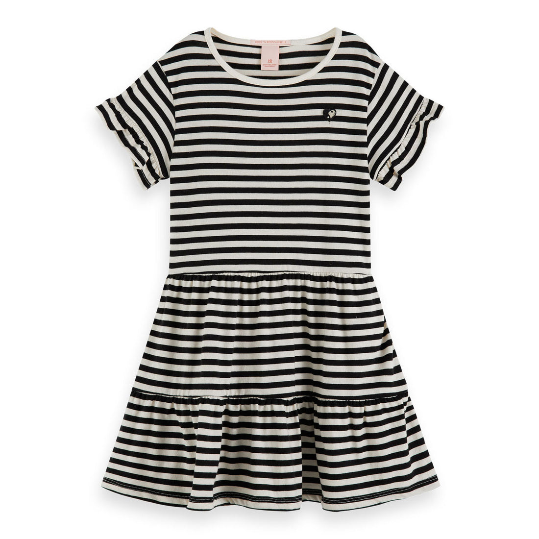 Scotch Shrunk Black Stripe Tiered  Dress