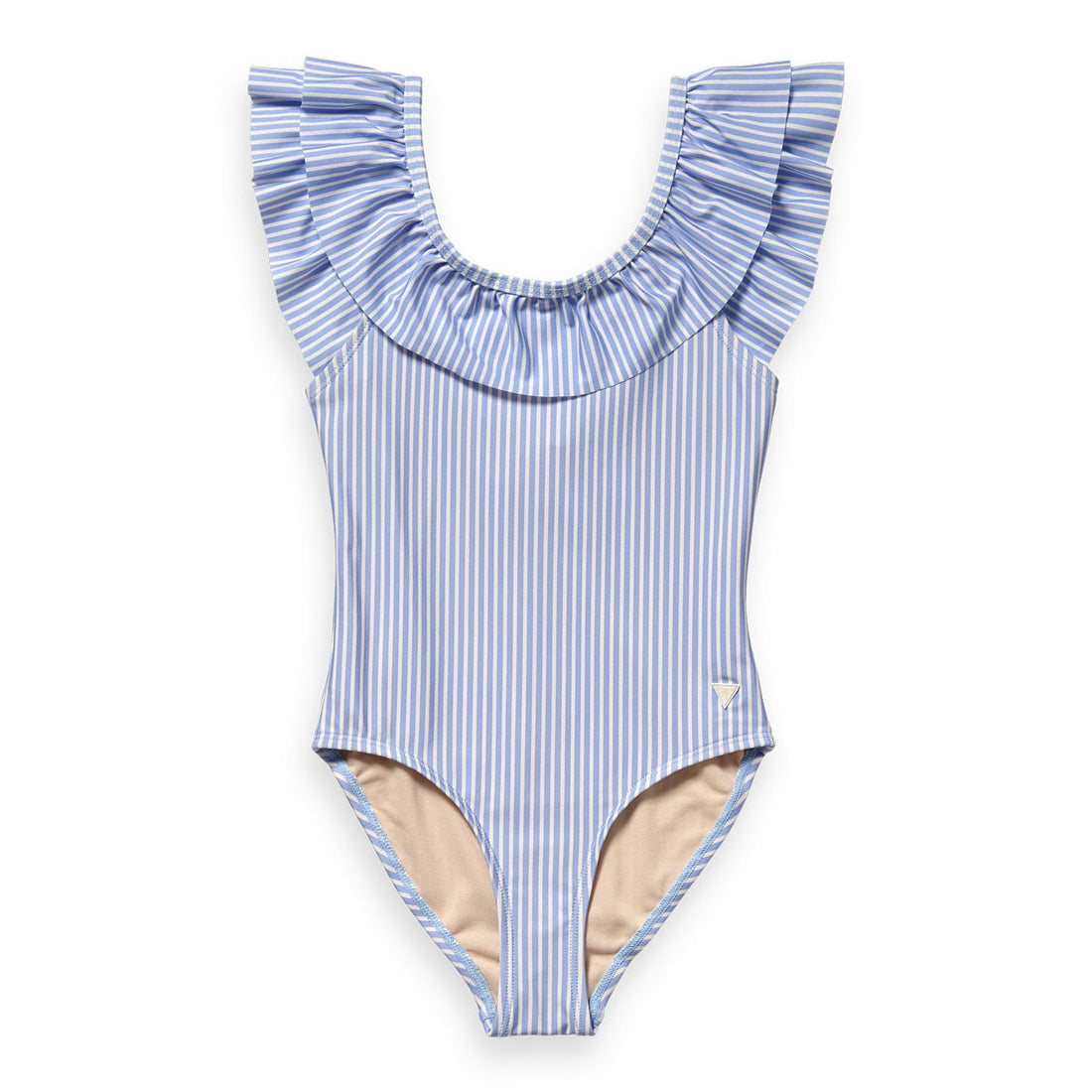 Scotch Shrunk Blue Stripe Ruffle Swimsuit