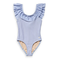 Scotch Shrunk Blue Stripe Ruffle Swimsuit