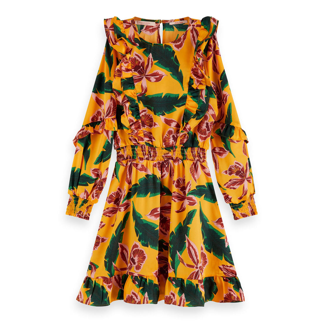 Scotch Shrunk Orange Floral Ruffle Dress