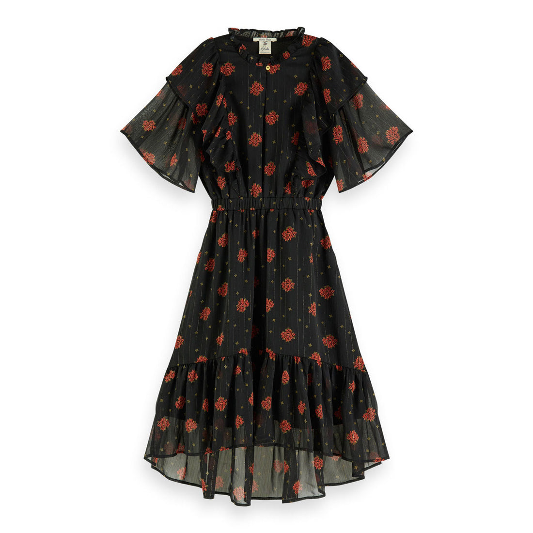 Scotch Shrunk Black Floral Waisted Maxi Dress