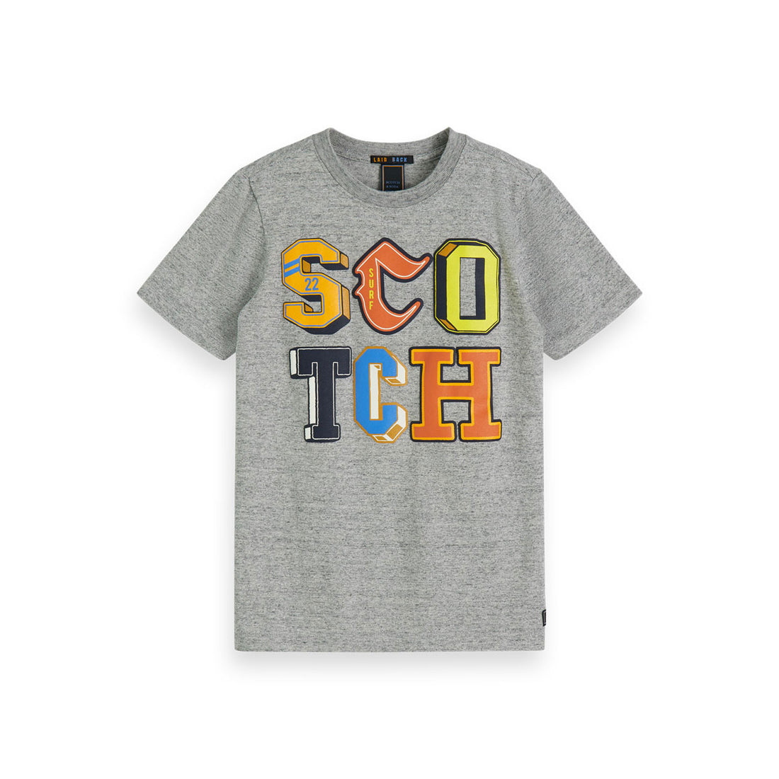Scotch Shrunk Grey Melange College Letter Artwork Tee