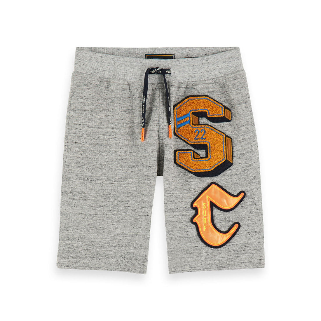 Scotch Shrunk Grey Melange College Letter Artwork Sweatshorts