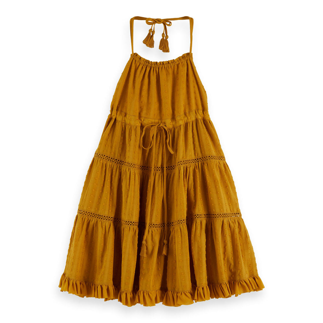 Scotch Shrunk Straw Jacquard Halter Dress